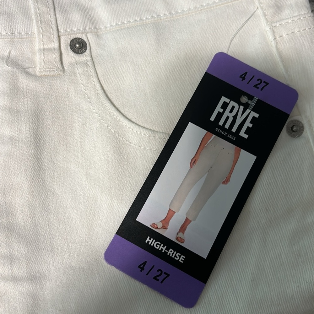 Frye High-Rise Crop Jeans Cuffed Hem WHITE Women's Size 4/27 6/28 NWT - Picture 2 of 9